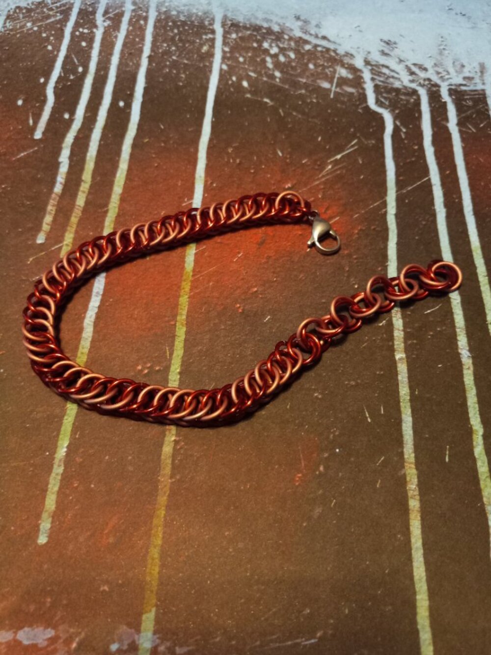 Pink & Red Chain Mail Bracelet